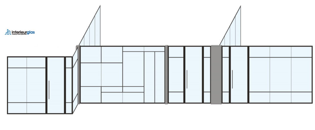 glazen kantoorwanden op plan